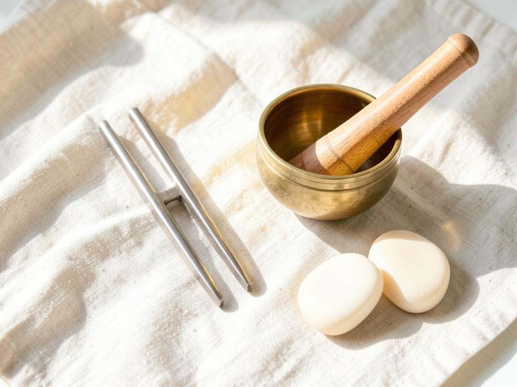 Le diapason, le bol tibétain et les aimants de massage